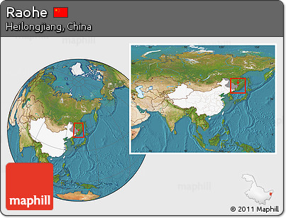 Satellite Location Map of Raohe, highlighted country, highlighted parent region, within the entire country