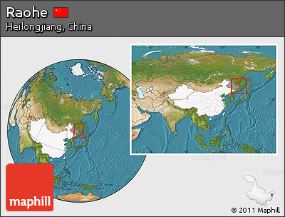 Satellite Location Map of Raohe, highlighted country, highlighted parent region, within the entire country