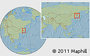 Savanna Style Location Map of Raohe, within the entire country, hill shading