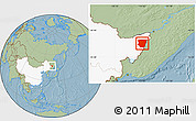 Savanna Style Location Map of Raohe, highlighted country, hill shading