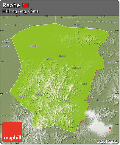 Physical Map of Raohe, semi-desaturated