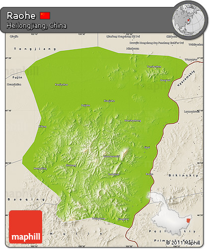 Physical Map of Raohe, shaded relief outside
