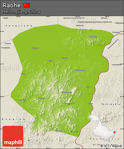 Physical Map of Raohe, shaded relief outside