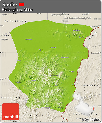 Physical Map of Raohe, shaded relief outside