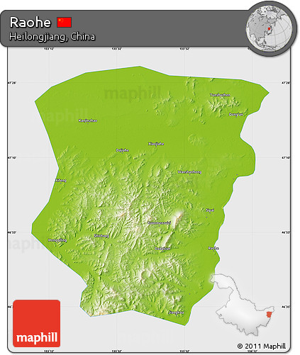 Physical Map of Raohe, single color outside