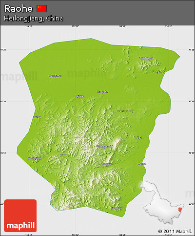 Physical Map of Raohe, single color outside