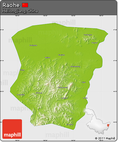 Physical Map of Raohe, single color outside