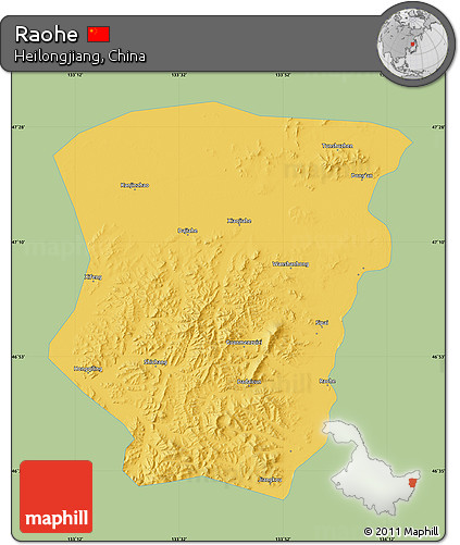 Savanna Style Map of Raohe, single color outside