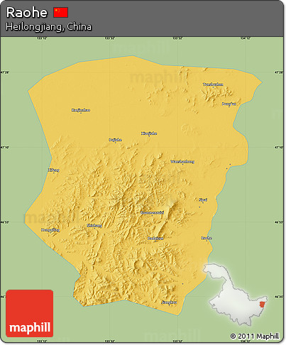 Savanna Style Map of Raohe, single color outside