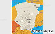 Shaded Relief Map of Raohe, political outside