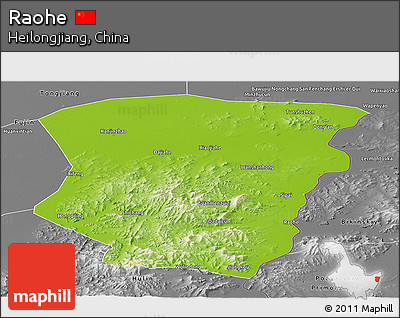 Physical Panoramic Map of Raohe, desaturated