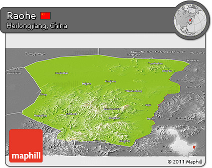 Physical Panoramic Map of Raohe, desaturated