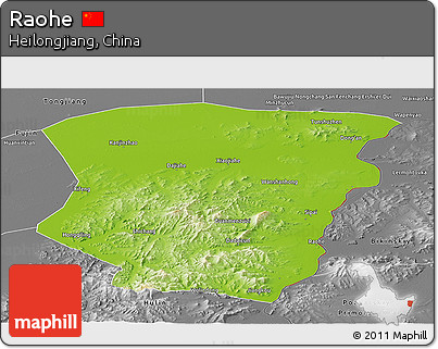 Physical Panoramic Map of Raohe, desaturated