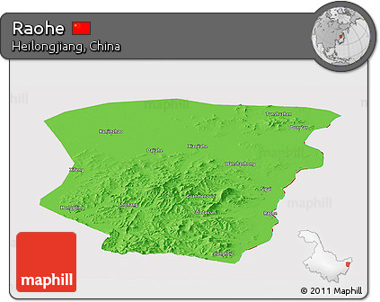 Political Panoramic Map of Raohe, cropped outside