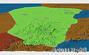Political Panoramic Map of Raohe, darken