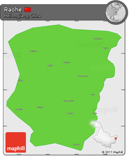 Political Simple Map of Raohe, single color outside