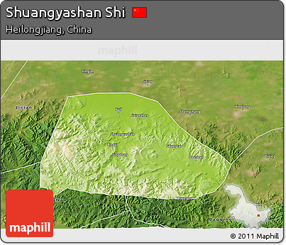 Physical 3D Map of Shuangyashan Shi, satellite outside