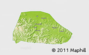 Physical 3D Map of Shuangyashan Shi, single color outside