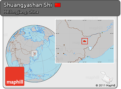 Gray Location Map of Shuangyashan Shi