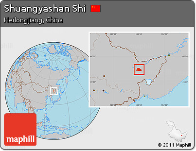 Gray Location Map of Shuangyashan Shi