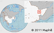 Gray Location Map of Shuangyashan Shi, highlighted country, hill shading