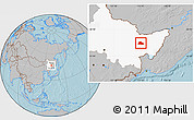 Gray Location Map of Shuangyashan Shi, highlighted parent region, hill shading