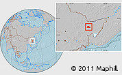 Gray Location Map of Shuangyashan Shi, hill shading
