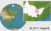 Satellite Location Map of Shuangyashan Shi, highlighted parent region