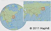 Savanna Style Location Map of Shuangyashan Shi, within the entire country, hill shading