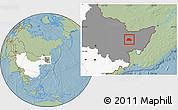 Savanna Style Location Map of Shuangyashan Shi, highlighted country, highlighted parent region, hill shading