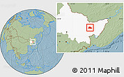 Savanna Style Location Map of Shuangyashan Shi, highlighted parent region, hill shading