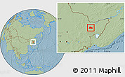 Savanna Style Location Map of Shuangyashan Shi, hill shading