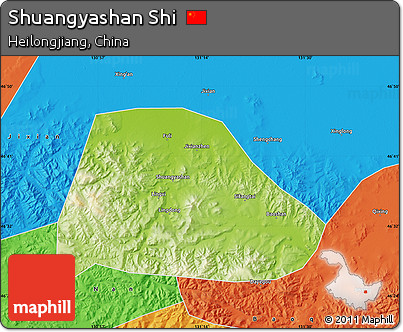 Physical Map of Shuangyashan Shi, political outside