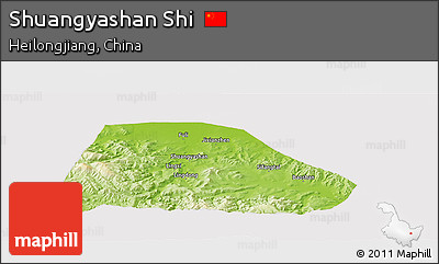 Physical Panoramic Map of Shuangyashan Shi, cropped outside