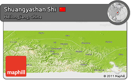 Physical Panoramic Map of Shuangyashan Shi