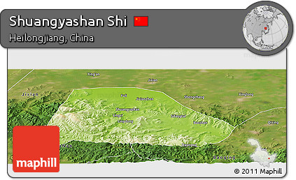 Physical Panoramic Map of Shuangyashan Shi, satellite outside