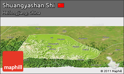 Physical Panoramic Map of Shuangyashan Shi, satellite outside