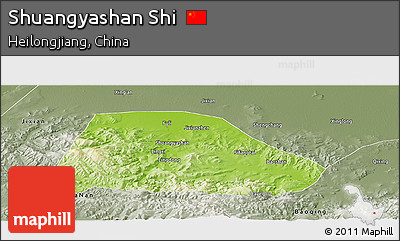 Physical Panoramic Map of Shuangyashan Shi, semi-desaturated