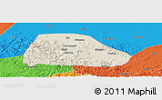 Shaded Relief Panoramic Map of Shuangyashan Shi, political outside