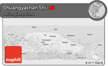 Silver Style Panoramic Map of Shuangyashan Shi