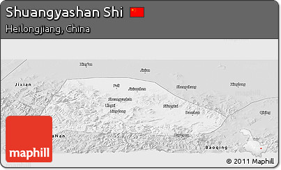 Silver Style Panoramic Map of Shuangyashan Shi