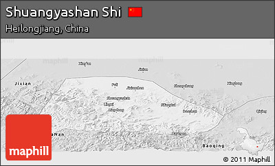 Silver Style Panoramic Map of Shuangyashan Shi