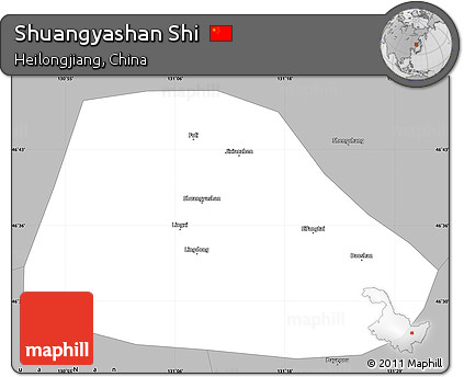 Gray Simple Map of Shuangyashan Shi