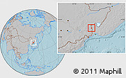 Gray Location Map of Suifenhe Shi, hill shading