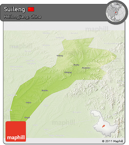Physical 3D Map of Suileng, lighten