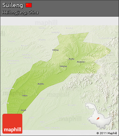 Physical 3D Map of Suileng, lighten