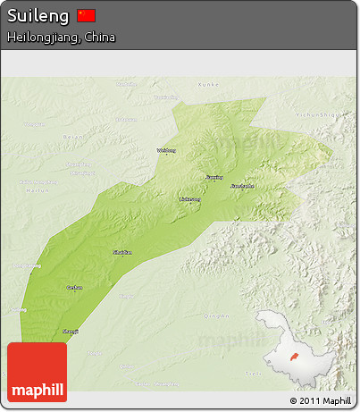 Physical 3D Map of Suileng, lighten