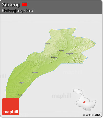 Physical 3D Map of Suileng, single color outside
