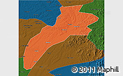 Political 3D Map of Suileng, darken