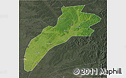 Satellite 3D Map of Suileng, darken, semi-desaturated